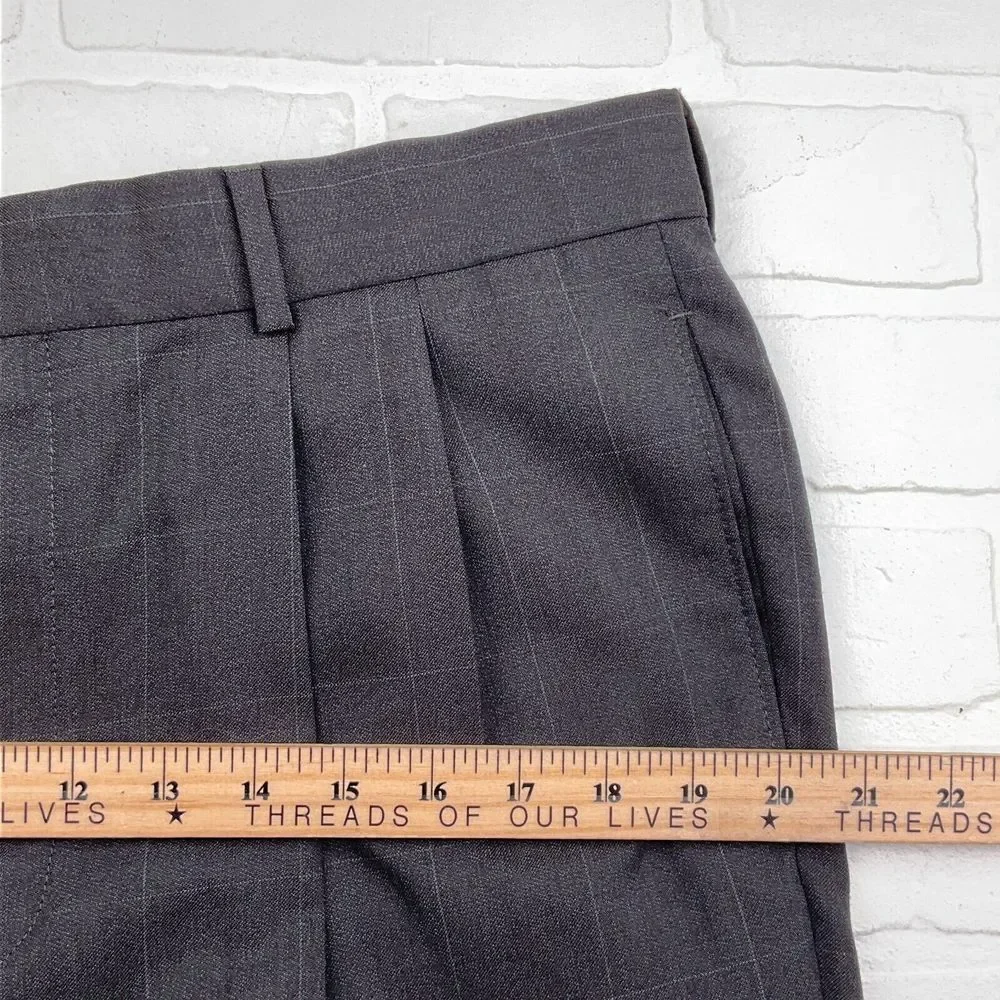 Lord West Suit Men 40S 34Wx25L Gray White Check Classic Career Cuffs‎ Wool 2pc